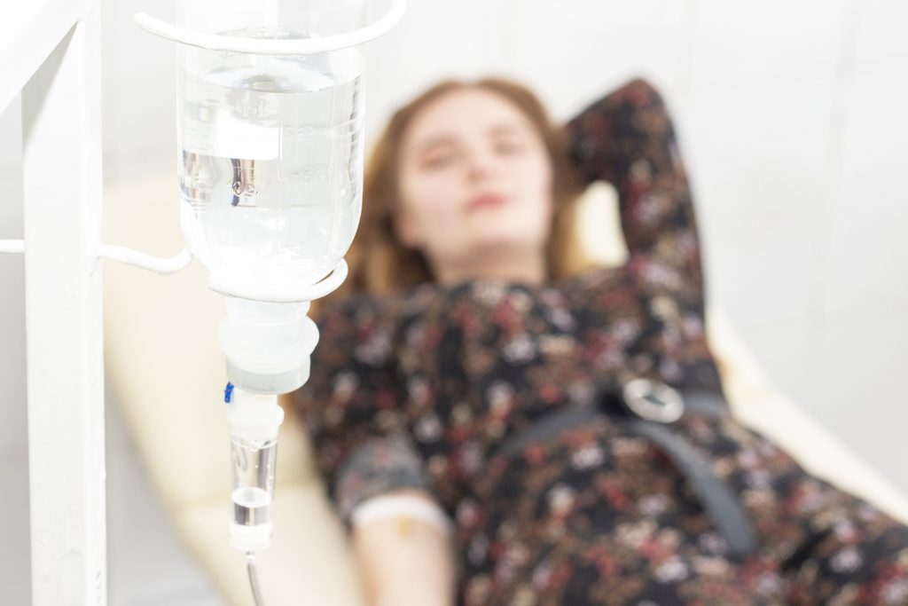 IV Therapy is being done using Saline Drip